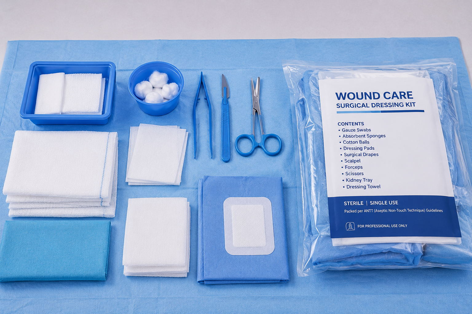 Wound care surgical dressing kit contents